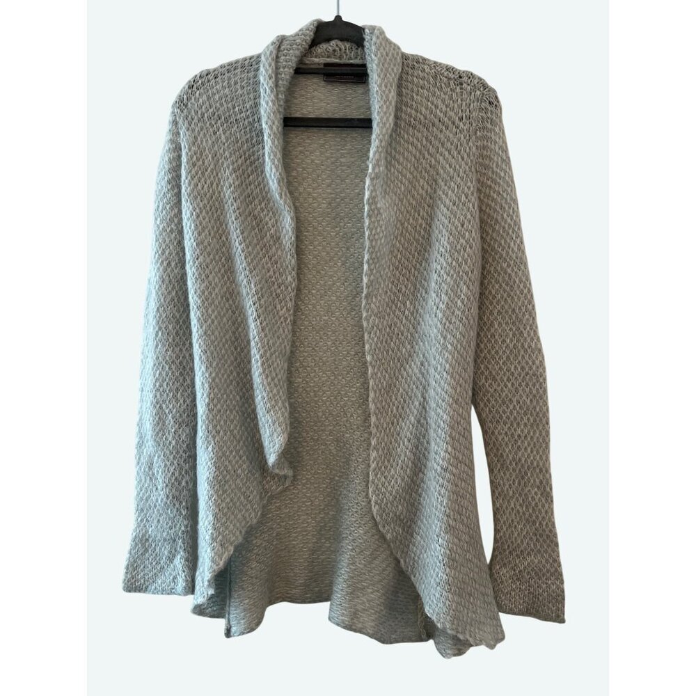 Wooden Ships Loose Knit Fuzzy Mohair Wool Blend Gray Open Front Sweater‎ XS/ S